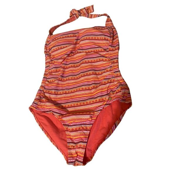Women's Lascana Venus Swimsuit One Piece  Muti Orange Halter Top SZ 16 VGC Charm - Picture 4 of 8